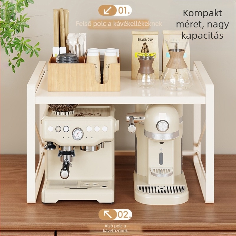 Konyhai bővíthető tároló állvány mikrohullámú sütőhöz, rizsfőzőhöz és sütőhöz, pulton rendszerező, modern minimalista stílus