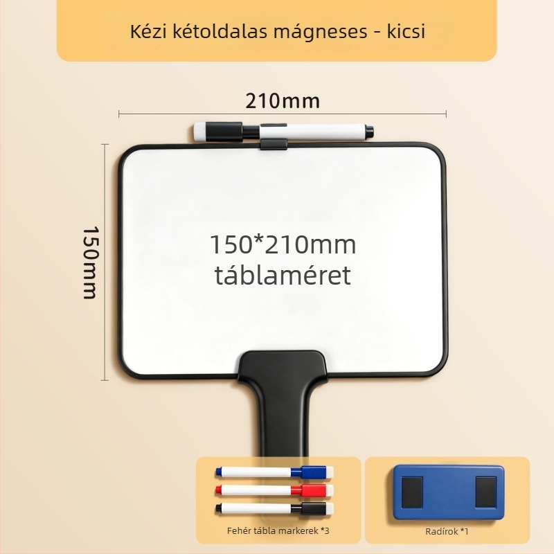 Mágneses, kézben tartható, dupla oldalú fehér tábla, törölhető feljegyzésekhez, élő közvetítésekhez és otthoni használatra