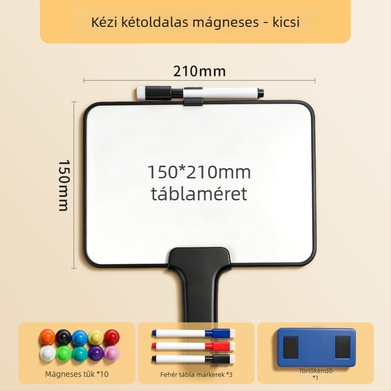 Mágneses, kézben tartható, dupla oldalú fehér tábla, törölhető feljegyzésekhez, élő közvetítésekhez és otthoni használatra