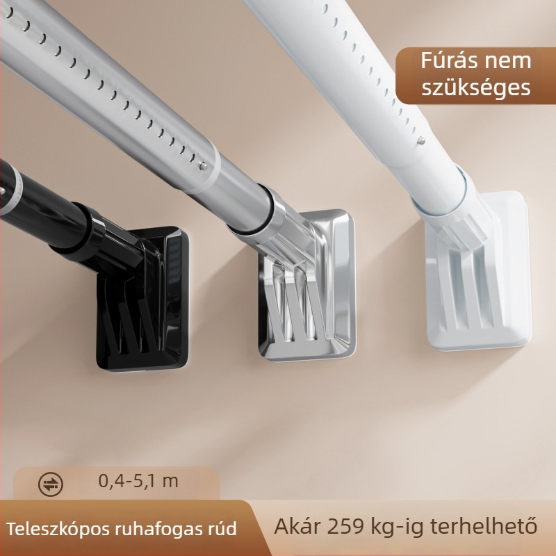 Fúrás nélküli teleszkópos ruhaszárító rúd – erkélyre, függönyrúdhoz, gardróbhoz és fürdőszobába