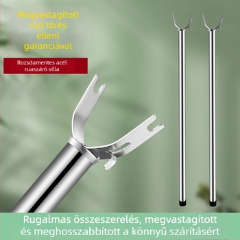 Rozsdamentes acél ruhaszárító rúd, két részes, egyetlen rúddal és tartóval