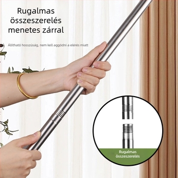 Rozsdamentes acél ruhaszárító rúd, két részes, egyetlen rúddal és tartóval