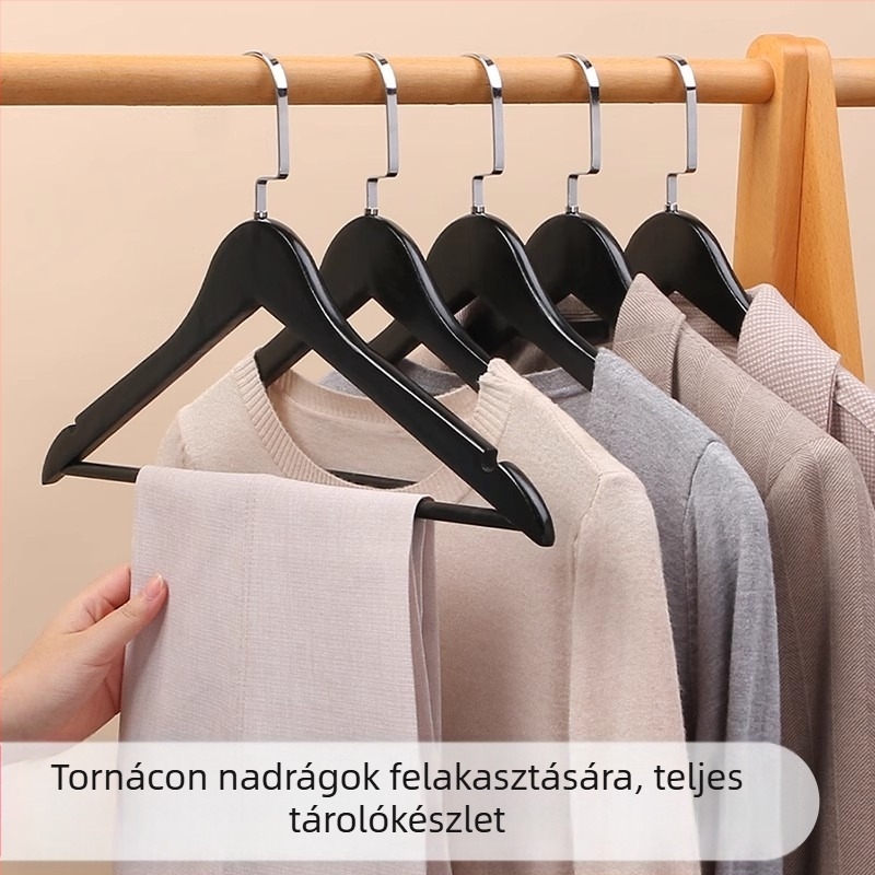 Fa mintázatú műanyag ruhafogas, vastított kivitel, otthoni és hotel használatra, nedvességálló ruhaszárító