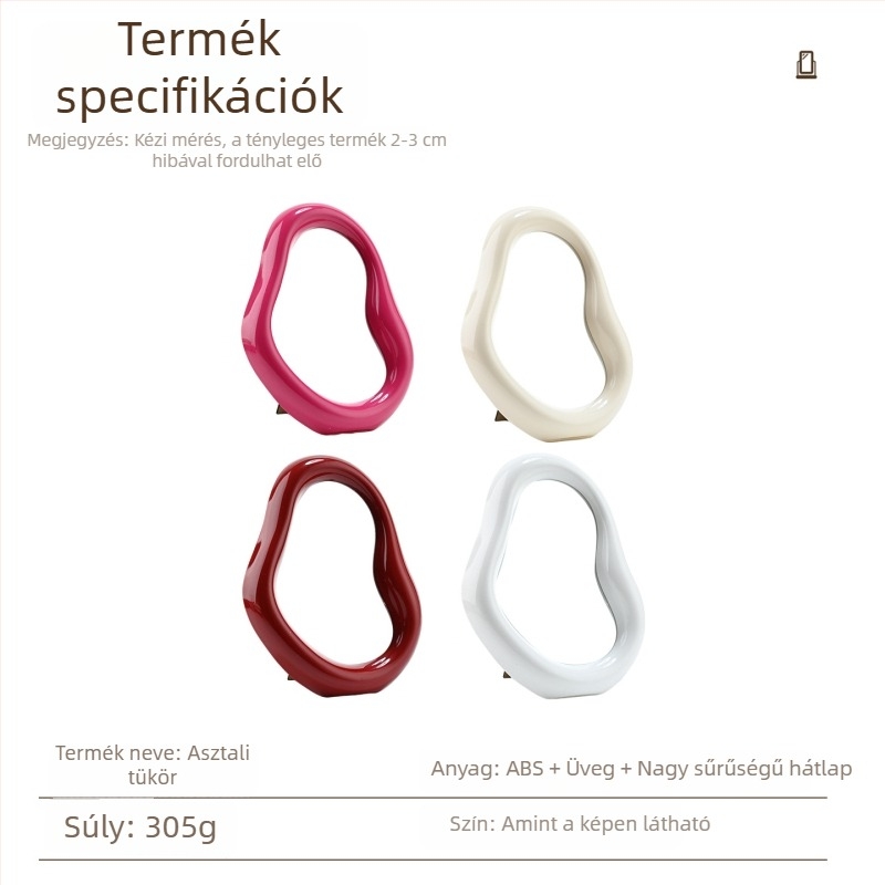 Cream Cloud Instagram-stílusú asztali sminktükör, szabálytalan alakú, lányoknak, HD
