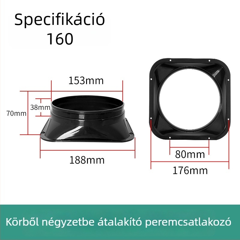 Négyzetes–körös adapter a friss levegő rendszeréhez