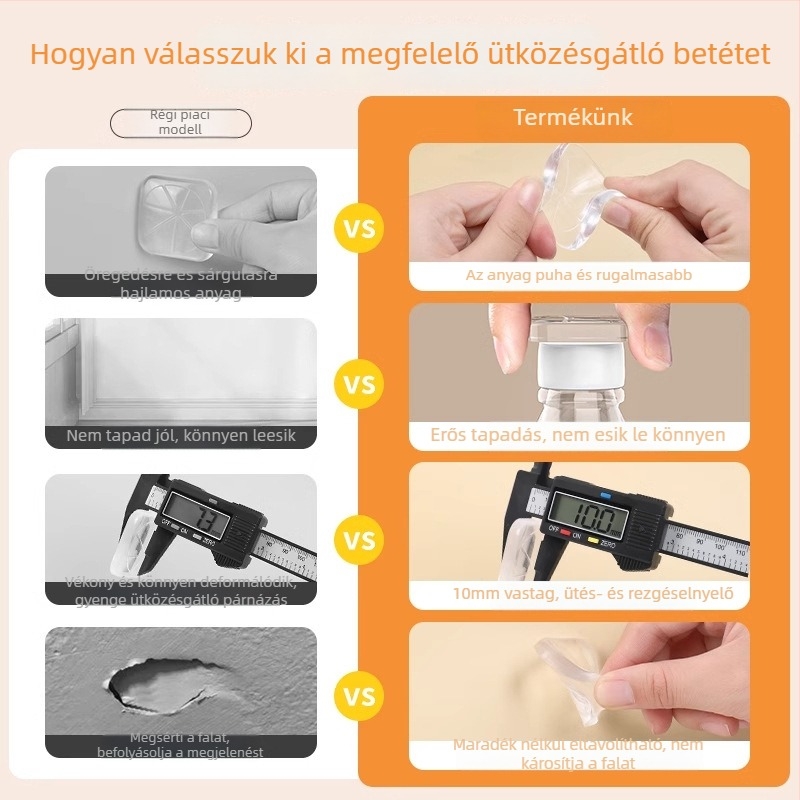 Fúrás nélküli ajtóstopper, szilikon puha ütésvédővel fürdőszobai ajtókhoz