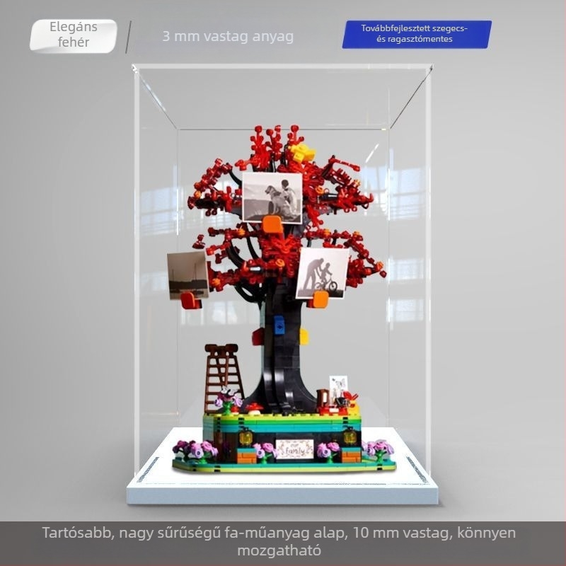Lego 21346 Family Tree modellhez készült akril kijelző doboz, átlátszó tároló, porvédő fedél