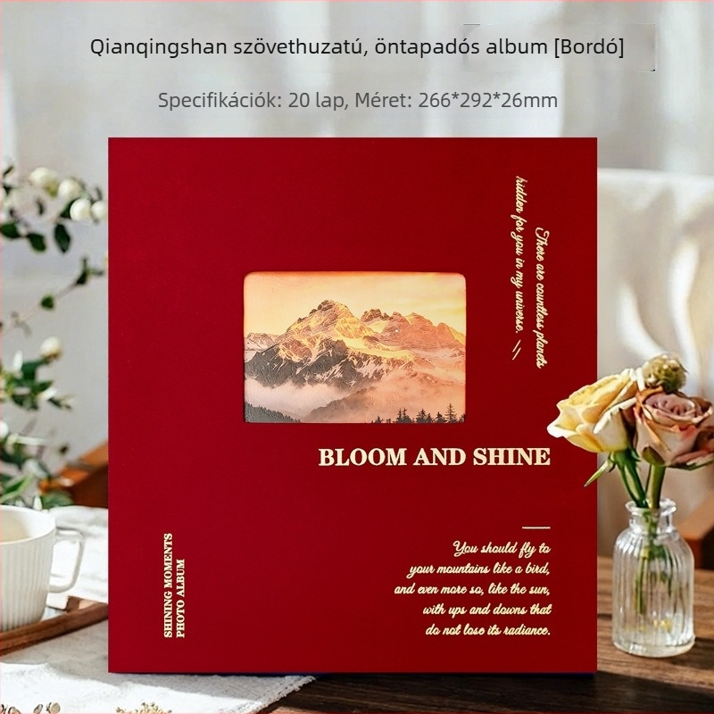 Textilborítású öntapadós esküvői fotóalbum, kiváló minőségű emlékalbum utazásokhoz pároknak