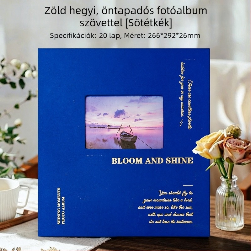 Textilborítású öntapadós esküvői fotóalbum, kiváló minőségű emlékalbum utazásokhoz pároknak