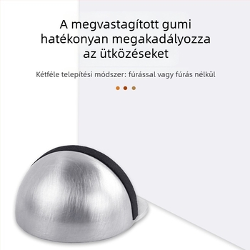 304 rozsdamentes acél ajtó szívó, fúrás nélkül, gumibumper, ütésálló, félkör alakú, mágneses teknőfej, üvegajtókhoz
