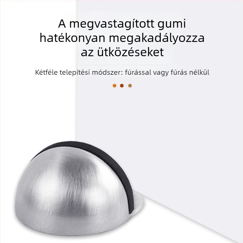 304 rozsdamentes acél ajtó szívó, fúrás nélkül, gumibumper, ütésálló, félkör alakú, mágneses teknőfej, üvegajtókhoz