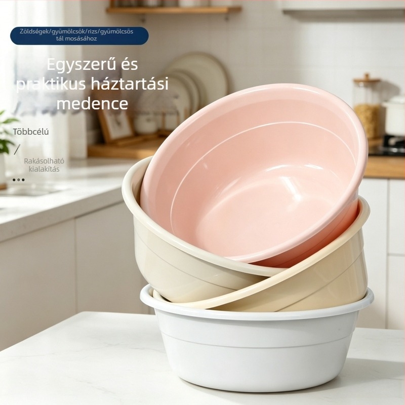 Műanyag mosdókagyló háztartási használatra, vastag falú, nagy kapacitású, ruhamosáshoz, lábfürdő kollégiumban, babának való kád