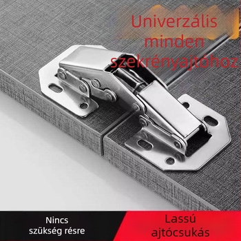 Fúrás nélküli szekrényajtó csukló, rugós, rozsdamentes acél, gardrób hardver, hidraulikus csillapító, összecsukható