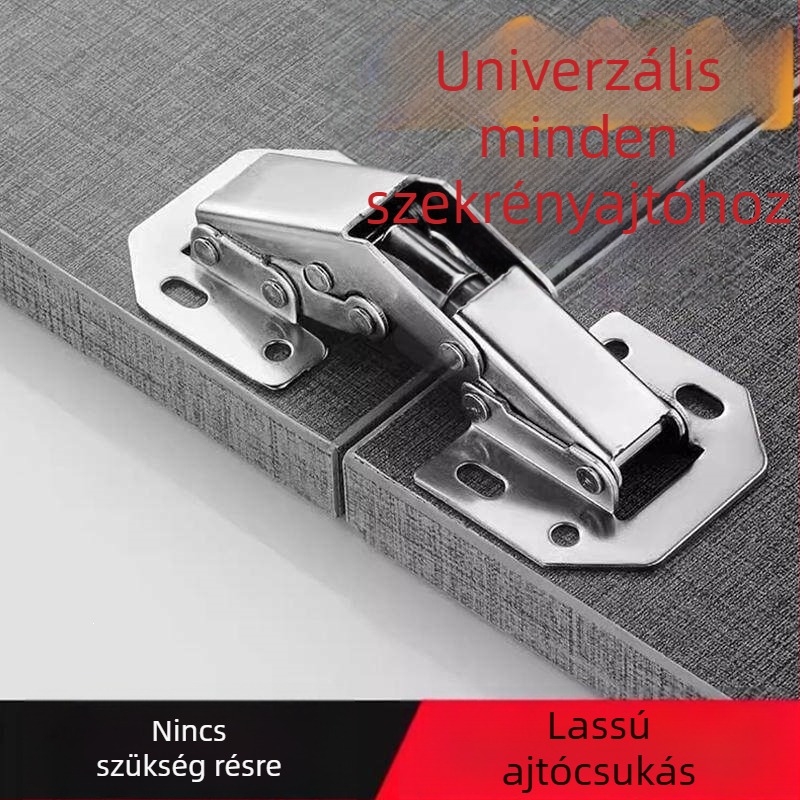 Fúrás nélküli szekrényajtó csukló, rugós, rozsdamentes acél, gardrób hardver, hidraulikus csillapító, összecsukható