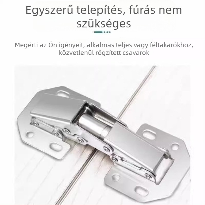 Fúrás nélküli szekrényajtó csukló, rugós, rozsdamentes acél, gardrób hardver, hidraulikus csillapító, összecsukható