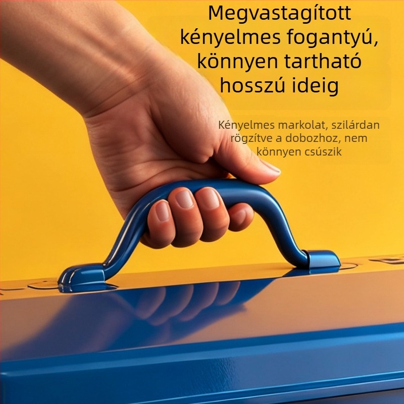 Fedéllel nyitható fém szerszámosláda, nagy kapacitású, többfunkciós tároló