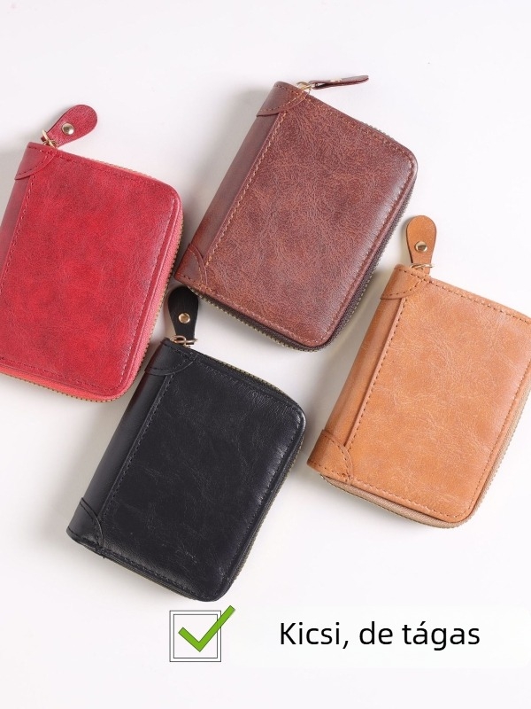 Új stílusú minimalist kártyatartó cipzárral, egyszínű, könnyű luxus, divatos, könnyű, uniszex, nagy kapacitás