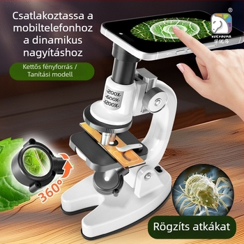 HD optikai mikroszkóp gyerekeknek, magas nagyítású biológia oktatási eszköz általános és középiskolás diákok számára