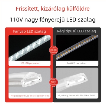 110V Ultra fényes 5730 LED-szalag a nappali mennyezetére, vízálló kültéri használatra, 180 LED