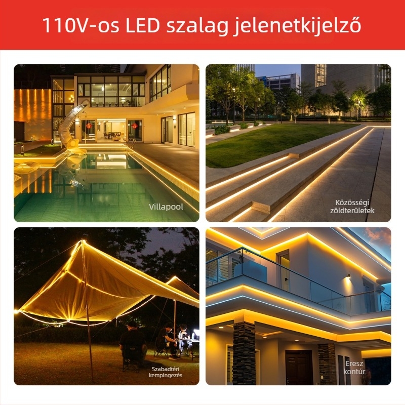 110V Ultra fényes 5730 LED-szalag a nappali mennyezetére, vízálló kültéri használatra, 180 LED