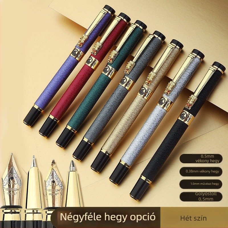 Wei Zhuang acél toll a kalligráfiához, fém test, forgó tinta felszívó rendszerrel, iridium heggyel, modell 5658, általános és középiskolásoknak