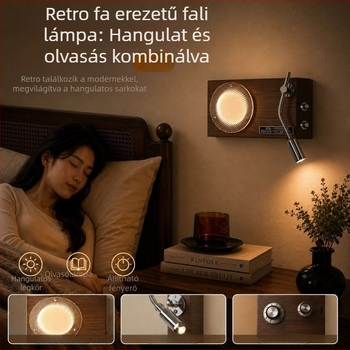 Lemez-stílusú vintage falikar LED-es, francia retro hálószobai éjjeli lámpa, Bauhaus tervező vezeték nélküli falilámpa