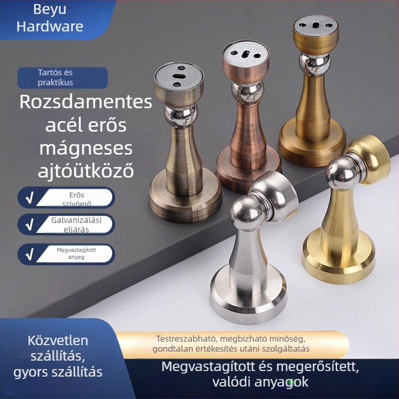 Rozsdamentes acélból készült erős mágneses ajtóstopper, falra szerelhető, csendes ütközés elleni védelem, otthoni/hálószobai használatra