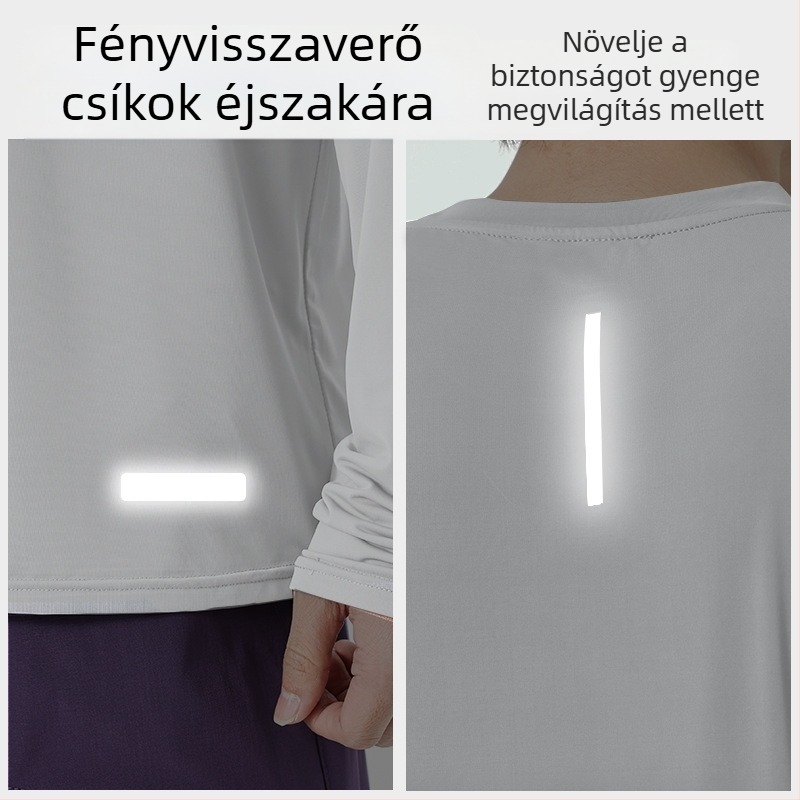 Férfi vékony hosszú ujjú póló UV-védelemmel, gyorsan szárad, plusz méret, bő szabás