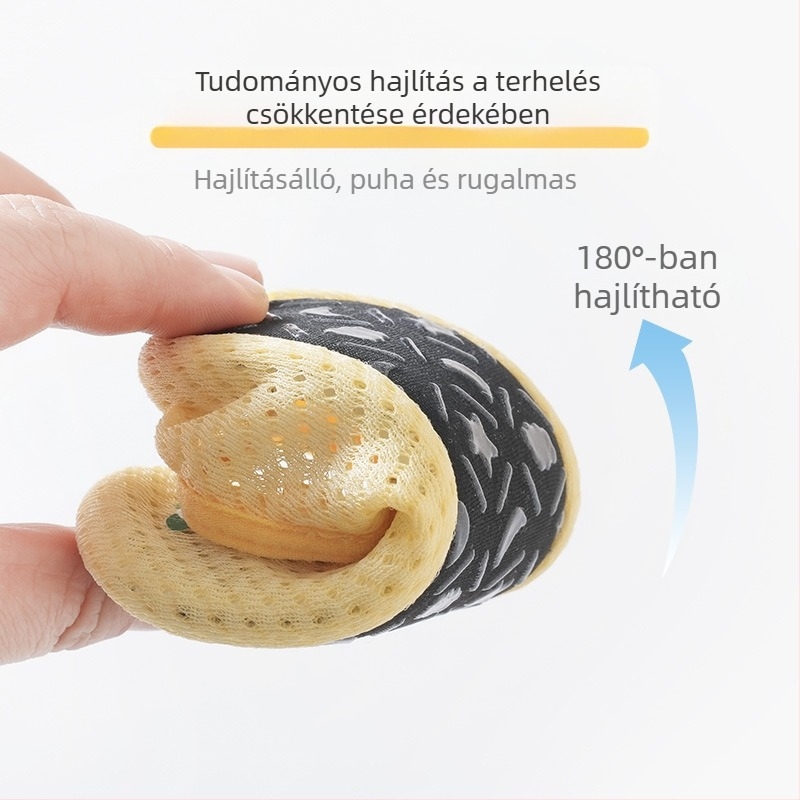 Nyári bébi zokni a talpra, 0–12 hónap, uniszex, csúszásmentes, puha talp, lélegző hálószövet, tanuló járáshoz