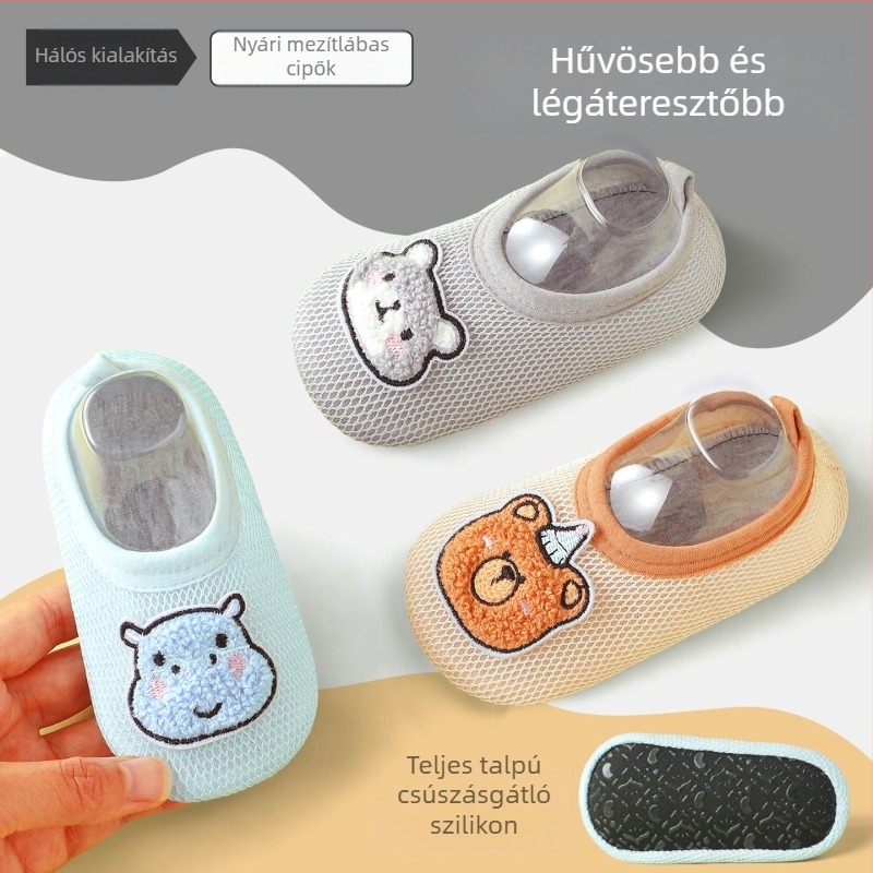 Szellőző ultrakönnyű baba padlós zokni belső használatra, csúszásmentes, puha talppal