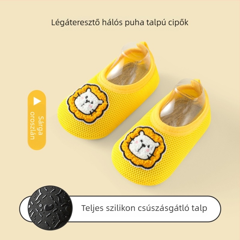Szellőző ultrakönnyű baba padlós zokni belső használatra, csúszásmentes, puha talppal