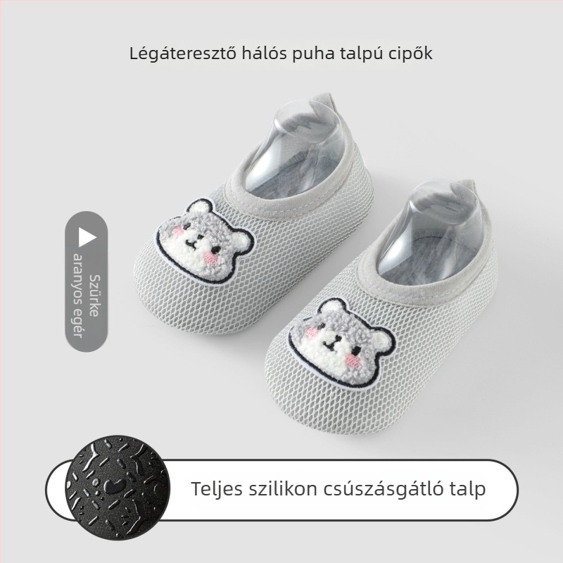 Szellőző ultrakönnyű baba padlós zokni belső használatra, csúszásmentes, puha talppal