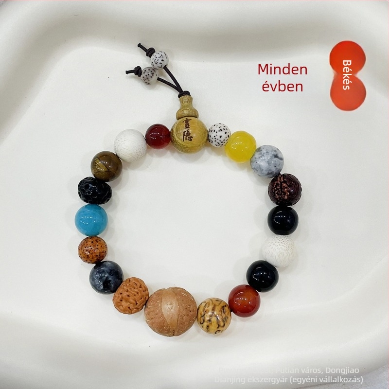 18 gyöngy Bodhi ásvány karkötő, természetes, unisex, etnikus stílus