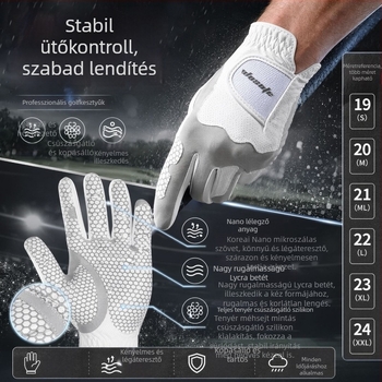 Férfiak számára univerzális méretű golf kesztyű, csúszásmentes szilikon, lélegző nano szövet