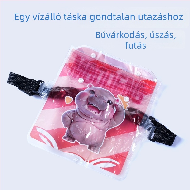 Vízálló PVC övtáska karikatúra mintával, nagy kapacitású telefon-táska, érintőképernyő-kompatibilis, testreszabható