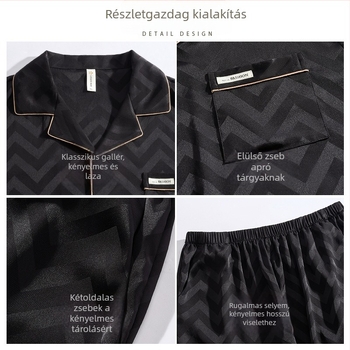 Plusz méretű férfi nyári ice silk pizsama készlet rövid ujjú felsővel, rövidnadrággal és könnyű kardigánnal