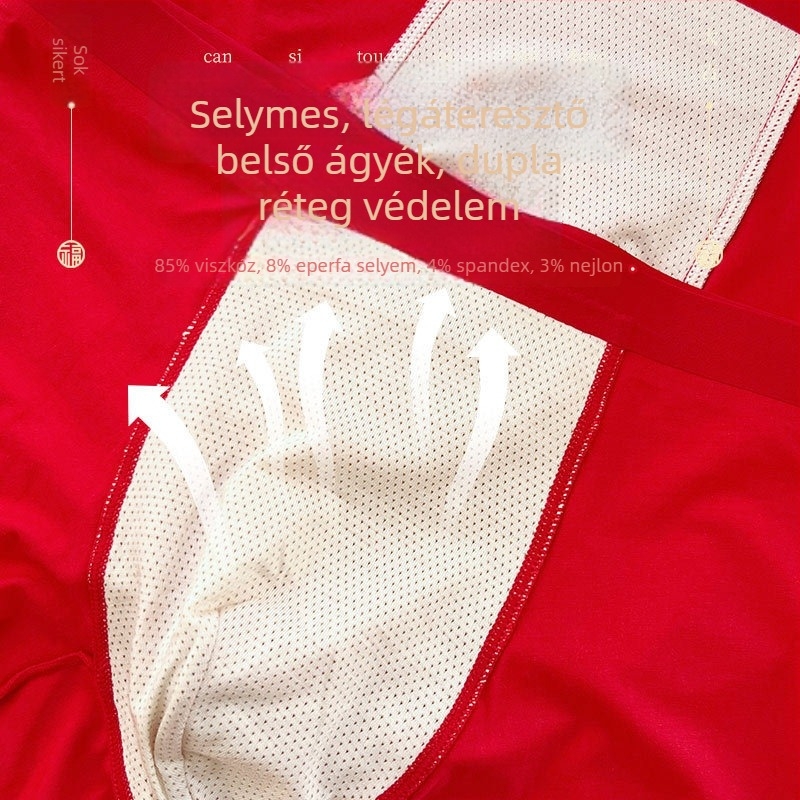 Férfi modal-pamut alsónemű, puha és lélegző, slim fit, középmagas derék, piros, esküvői ajándék