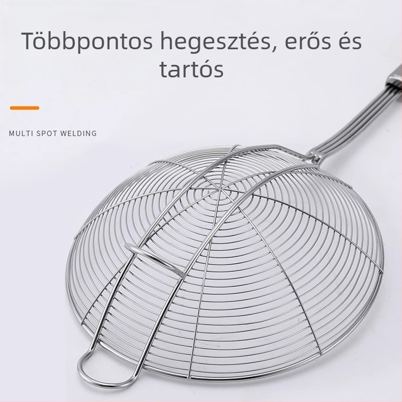 Rozsdamentes acél marhahús hot pot szűrőkanál fogóval, oldalsó akasztóval, csúszásmentes és égés elleni védelemmel