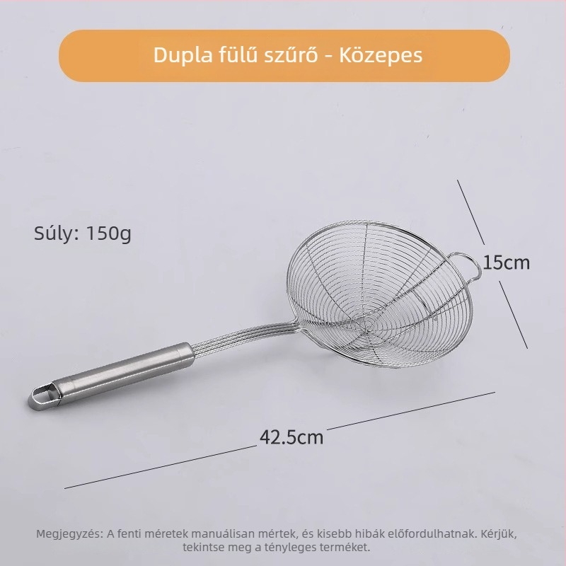 Rozsdamentes acél marhahús hot pot szűrőkanál fogóval, oldalsó akasztóval, csúszásmentes és égés elleni védelemmel