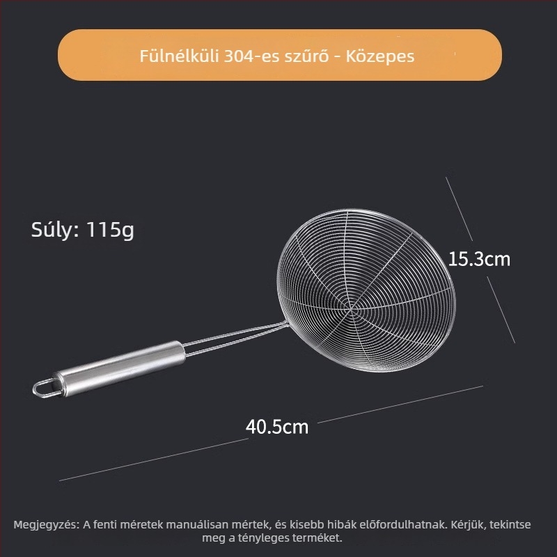 Rozsdamentes acél marhahús hot pot szűrőkanál fogóval, oldalsó akasztóval, csúszásmentes és égés elleni védelemmel