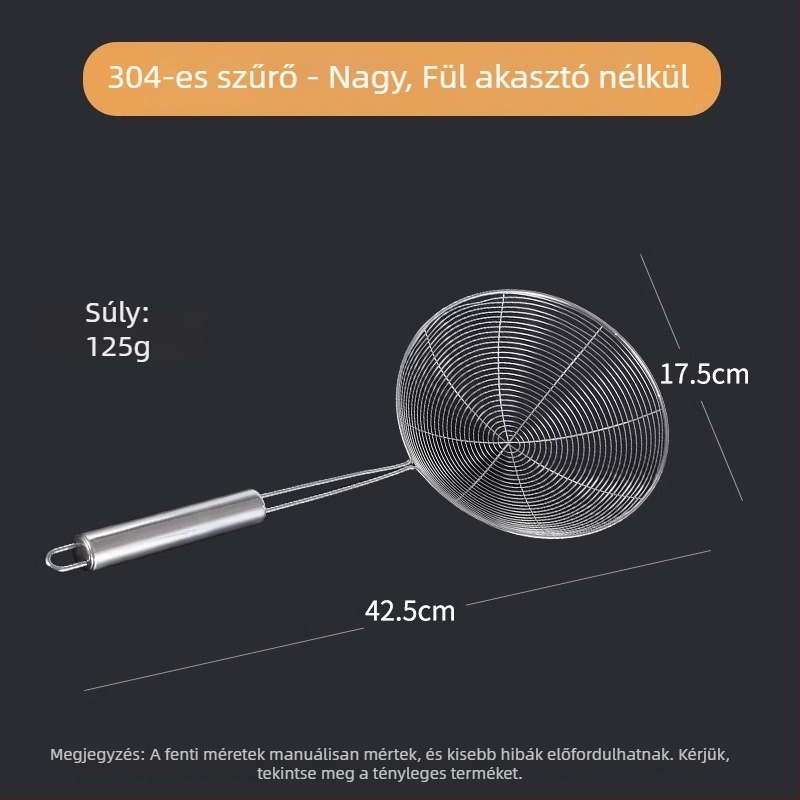 Rozsdamentes acél marhahús hot pot szűrőkanál fogóval, oldalsó akasztóval, csúszásmentes és égés elleni védelemmel
