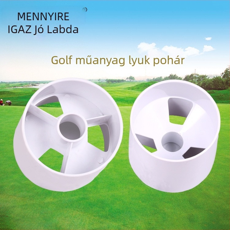 Golf Hole Cup: Fehér műanyag lyukfedél a putting greenhez, zászlóval