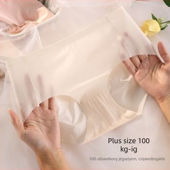 Plusz méretű női fehérnemű, 10D Ice Silk, középmagas derekú, antibakteriális, pocakkontroll, lélegző, ruhák alatt láthatatlan, könnyű