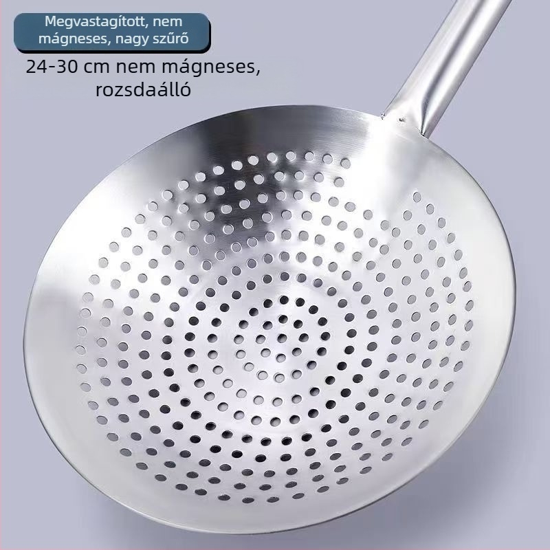 Meddo Vastagított rozsdamentes acél fritőzs szűrőkanál – Nagy méretű konyhai szűrő háztartási és kereskedelmi használatra