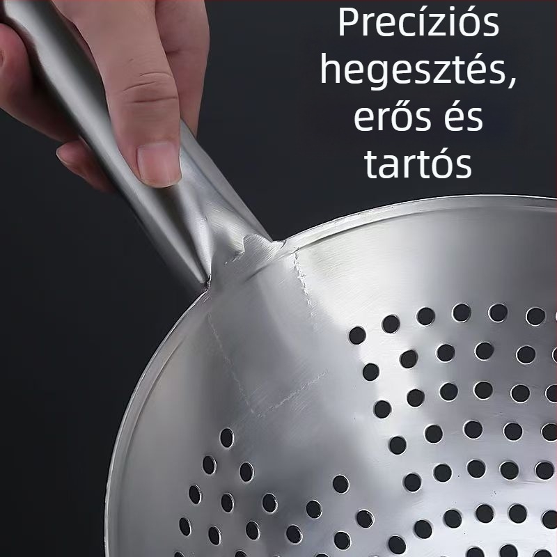 Meddo Vastagított rozsdamentes acél fritőzs szűrőkanál – Nagy méretű konyhai szűrő háztartási és kereskedelmi használatra