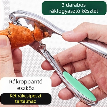 Rozsdamentes acélból készült rákeszközök készlet, nyolc daros étkezési eszköz készlet, tartalmaz rák tűt és rákollót