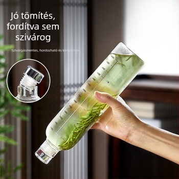 Hideg tea palack, boroszilikát üvegből, 500 ml, hordozható, zárható, ideális hideg teához és hideg vízhez