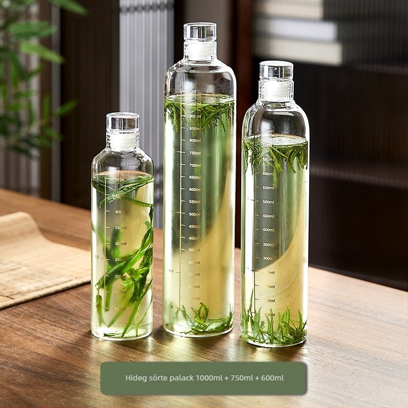 Hideg tea palack, boroszilikát üvegből, 500 ml, hordozható, zárható, ideális hideg teához és hideg vízhez
