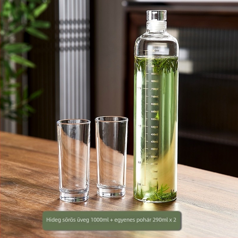 Hideg tea palack, boroszilikát üvegből, 500 ml, hordozható, zárható, ideális hideg teához és hideg vízhez