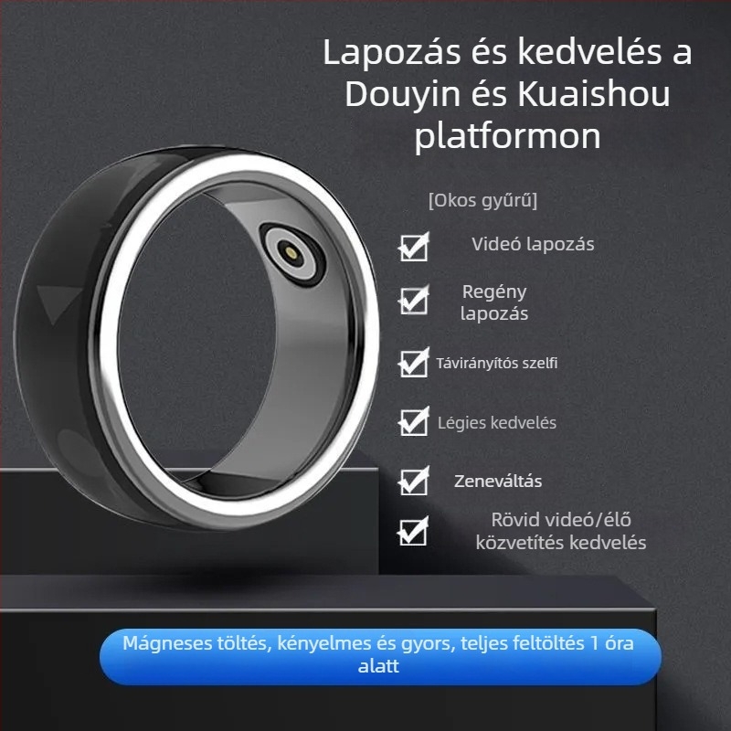 Új okosgyűrű Bluetooth Selfie funkcióval, vezeték nélküli videóvezérléssel és e-könyvek oldalainak lapozásával